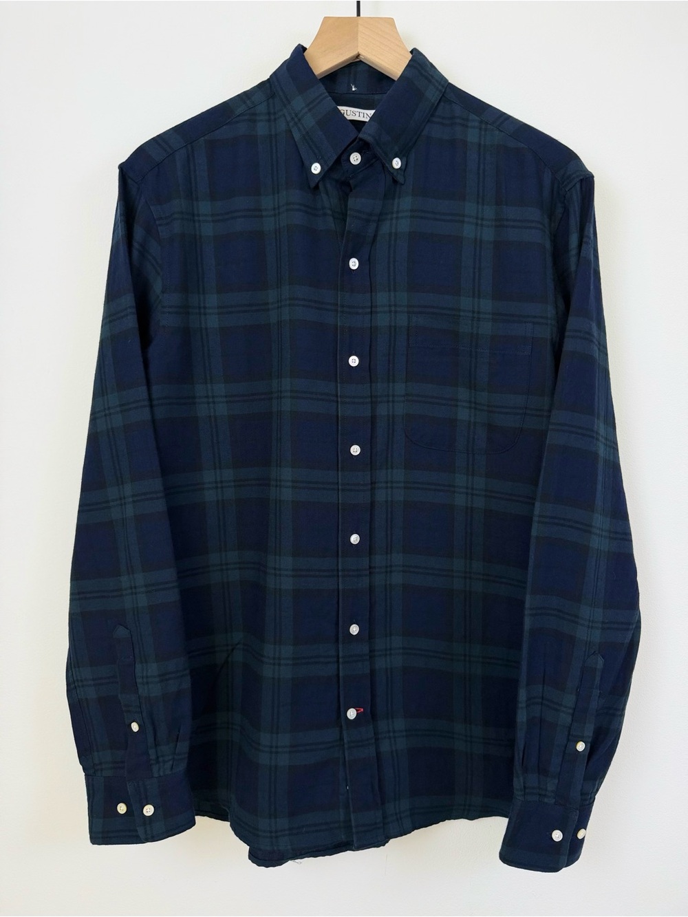 Gustin Black Watch Plaid Flannel Shirt Men’s L Made in USA